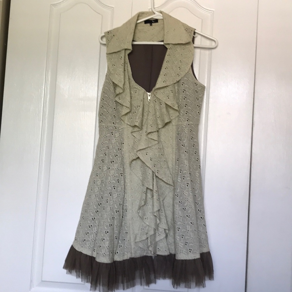 Green Crochet fitted dress
